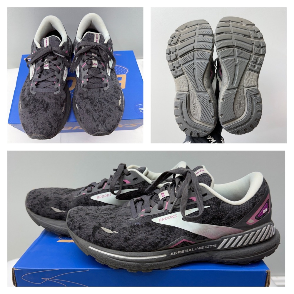 Brooks Adrenaline GTS 23 Womens 9 Grey Pink Running Shoes 1203811B072